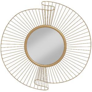 HOMCOM Specchio da Parete Rotondo con Strisce in Metallo e Design Plissettato, 60x60 cm, Oro | Aosom Italy