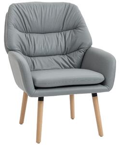 HOMCOM Poltrona Moderna con Schienale Alto a Doppia Imbottitura, Sedia con piedini regolabili, 68 x 79 x 89 cm Grigio | Aosom Italy