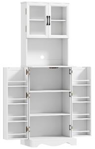 HOMCOM Mobile Dispensa Cucina con 2 Armadietti e 8 Ripiani, in Legno e Acrilico, 60x39.5x179.6 cm, Bianco | Aosom Italy