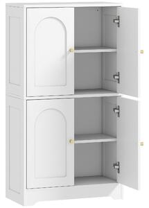 HOMCOM Credenza Cucina in Legno con 2 Armadietti, 4 Ante, 2 Ripiani Regolabili, per Sala da Pranzo, Soggiorno, Bianco | Aosom Italy
