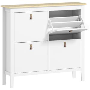 HOMCOM Scarpiera Slim 4 Cassetti per 20 Paia di Scarpe Taglia EU44 e Ripiani Regolabili, 105x24x95.5cm, Bianco | Aosom Italy