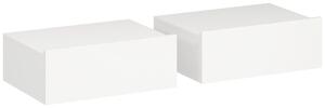 HOMCOM Set di 2 Comodini Sospesi Moderni con Cassetto in Legno, 40x30x15cm, Bianco | Aosom Italy