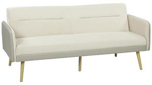 HOMCOM Divano Letto 3 Posti con Schienale Reclinabile e Rivestimento Effetto Velluto, 185x84x83 cm, Beige | Aosom Italy