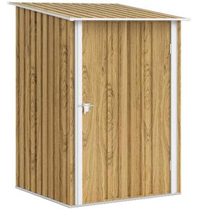 Outsunny Casetta da Giardino Porta Attrezzi in Acciaio Galvanizzato con Porta a Battente, 100x104x160 cm, Marrone Chiaro | Aosom Italy