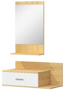 HOMCOM Set da Ingresso con Specchio con Mensola e Mobiletto a Parete con Cassetto e 2 Ripiani Aperti, in Legno e Vetro | Aosom Italy