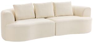 HOMCOM Divano 3 Posti Modulare 260cm Senza Struttura con Seduta Ampia, Imbottitura Spessa, 3 Cuscini, in Chenille, Crema | Aosom Italy