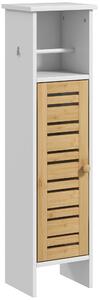 HOMCOM Mobile da Bagno con Porta Rotolo di Carta Igienica, Armadietto Alto e Sottile con Mensola Regolabile, Bianco | Aosom Italy