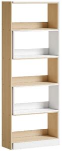 HOMCOM Libreria Angolare, Scaffale 5 Ripiani, Design Rotante 350°, Legno Fruttato/Bianco | Aosom Italy