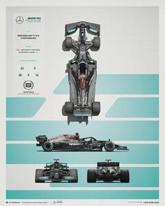Stampe d'arte Mercedes-amg Petronas F1 Team - W12 - Blueprint - 2021, (40 x 50 cm)