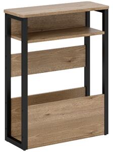 HOMCOM Tavolino da Soggiorno in Stile Industriale con 2 Ripiani, in Legno e Metallo, 46x18x58.5 cm, Color Noce Scuro | Aosom Italy