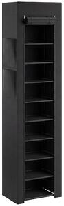 HOMCOM Scarpiera 10 Ripiani, Copertura Antipolvere, 20 Paia, 45x30x175 cm, Nero | Aosom Italy