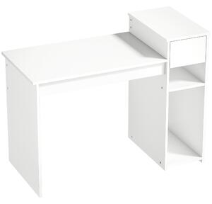 HOMCOM Scrivania per Studio e Scrittura con Cassetto e Scaffali, 108x50x82 cm, Bianco | Aosom Italy