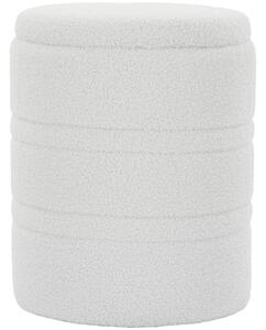HOMCOM Pouf Contenitore Rotondo 33L in Tessuto Sherpa con Coperchio, Capacità 120kg, per Soggiorno e Ingresso, Bianco | Aosom Italy
