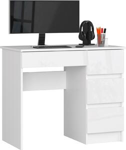 Akord Scrivania 3 Cassetti Lato Destro Bianco Lucido 90X50X77 Cm