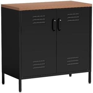 HOMCOM Credenza in metallo con 2 ante e ripiano regolabile per soggiorno o ufficio, nero | Aosom Italy
