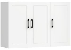 HOMCOM Mobile Bagno da Parete con 3 Ante, Ripiano Regolabile, per Soggiorno e Ingresso, Salvaspazio, 90x30x60 cm, Bianco | Aosom Italy