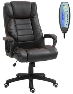 Vinsetto Sedia da ufficio con funzione massaggio, poltrona direzionale regolabile in altezza, sedia girevole ergonomica, 6 punti di vibrazione, Marrone | Aosom Italy