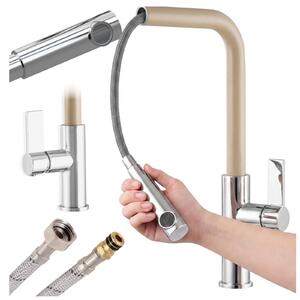 Granitan - Rubinetto da cucina - Rubinetto per lavello - Bocca estraibile - Cartuccia in Vetroceramica - Beige - LINEA