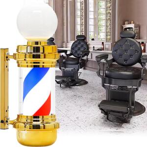 Palo da barbiere Barber Pole, insegna, lampada, oro, 68 cm