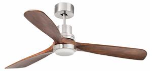 Ventilatore da soffitto LED Lantau L, Ø 132 cm, nichel/pino scuro FARO BARCELONA, Lantau L LED, dimmerabile, Grigio, Soggiorno, Metallo
