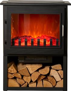 Stufa elettrica Sureflame Marlow a 3 lati con vano portalegna in nero opaco