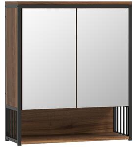 HOMCOM Mobiletto con Specchio Sospeso da Bagno in MDF, Truciolato, 56x20x65 cm, Marrone | Aosom Italy