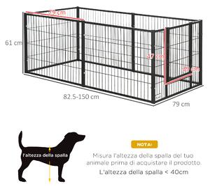 PawHut Recinto per Cani di piccola taglia con 6 pannelli per esterni e Interni, 82.5-150x79x61cm Metallo