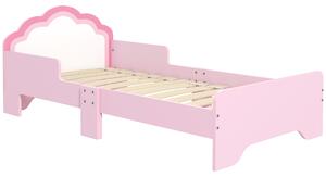 ZONEKIZ Letto per Bambini 70x140 cm con Protezione Anticaduta e Rete Testiera a Forma di Nuvola Rosa | Aosom Italy