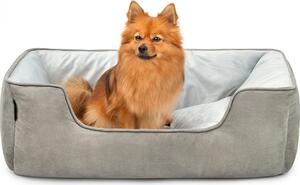 Cuccia per cani lionto - cesto reversibile 2 in 1, morbidamente imbottito e di facile manutenzione, con ingresso basso, 80x60 cm, grigio chiaro/grigio scuro