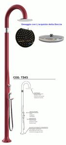 Doccia da Giardino Piscina in Resina FUNNY YIN ROSSO Dimensioni 232x30x17 cm - peso 10 kg con Soffione 250 mm Con Doccino mobile colore Rosso