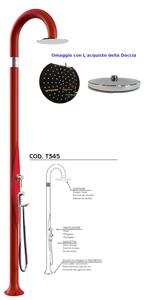 Doccia da Giardino Piscina in Resina FUNNY YIN RUBY Dimensioni 232x30x17 cm - peso 10 kg con Soffione 250 mm Con Doccino mobile