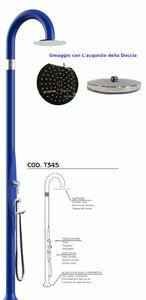 Doccia da Giardino Piscina in Resina FUNNY YIN BLU Dimensioni 232x30x17 cm - peso 10 kg con Soffione 250 mm Con Doccino mobile