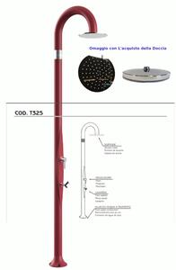 Doccia da Giardino Piscina in Resina FUNNY YIN ROSSO Dimensioni 232x30x17 cm - peso 9,5 kg con Soffione 250 mm miscelatore caldo e freddo pi� lavapiedi