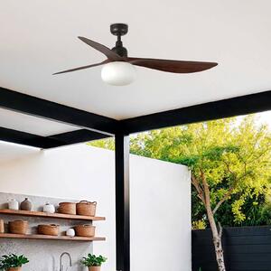 FARO BARCELONA Ventilatore da soffitto con luce Outwood, marrone, DC, silenzioso, Ø150cm dimmerabile, Nero, Soggiorno / Sala da pranzo, Plastica, Moderno