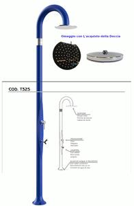 Doccia da Giardino Piscina in Resina FUNNY YIN BLU Dimensioni 232x30x17 cm - peso 9,5 kg con Soffione 250 mm miscelatore caldo e freddo pi� lavapiedi