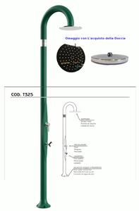 Doccia da Giardino Piscina in Resina FUNNY YIN VERDE Dimensioni 232x30x17 cm - peso 9,5 kg con Soffione 250 mm miscelatore caldo e freddo pi� lavapiedi
