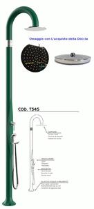 Doccia da Giardino Piscina in Resina FUNNY YIN VERDE Dimensioni 232x30x17 cm - peso 10 kg con Soffione 250 mm Con Doccino mobile