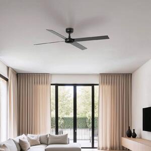 FARO BARCELONA Ventilatore da soffitto Rudder, motore DC, silenzioso, Ø 132 cm, legno Rudder, Nero, Soggiorno / Sala da pranzo, Legno, Moderno