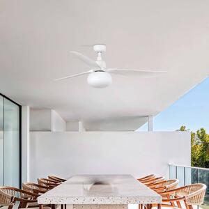FARO BARCELONA Ventilatore da soffitto con luce Outwood, bianco, DC, silenzioso, Ø150cm dimmerabile, Soggiorno / Sala da pranzo, Plastica, Moderno