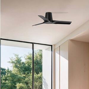 FARO BARCELONA Ventilatore da soffitto Hey S, nero, motore DC, silenzioso, Ø 90 cm S, Nero, Soggiorno / Sala da pranzo, Plastica, Moderno