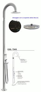 Doccia da Giardino Piscina in Resina FUNNY YIN BIANCO Dimensioni 232x30x17 cm - peso 10 kg con Soffione 250 mm Con Doccino mobile