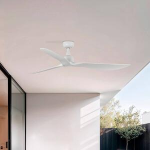 FARO BARCELONA Ventilatore da soffitto Outwood, bianco, DC, silenzioso, Ø 150 cm, IP44 Outwood, Bianco / Opale, Soggiorno / Sala da pranzo, Plastica, Moderno