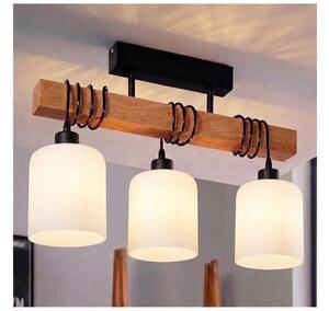 Brilagi - Lampadario a montaggio superficiale WOOD GLASS 3xE27/60W/230V pino/nero/bianco