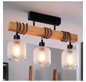 Brilagi - Plafoniera da soffitto WOOD GLASS 3xE27/60W/230V pino/nero/bianco