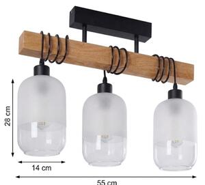 Brilagi - Plafoniera WOOD GLASS 3xE27/60W/230V pino/nero/bianco
