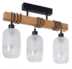 Brilagi - Plafoniera WOOD GLASS 3xE27/60W/230V pino/nero/bianco