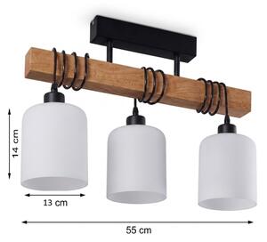 Brilagi - Lampadario a montaggio superficiale WOOD GLASS 3xE27/60W/230V pino/nero/bianco
