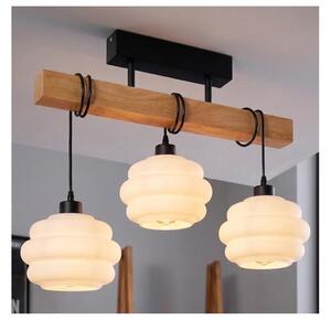 Brilagi - Lampadario a plafone WOOD GLASS 3xE27/60W/230V pino/nero/bianco