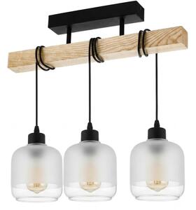 Brilagi - Plafoniera da soffitto WOOD GLASS 3xE27/60W/230V pino/nero/bianco