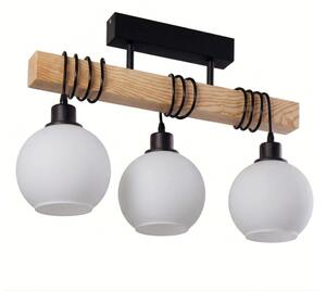 Brilagi - Lampadario da soffitto WOOD GLASS 3xE27/60W/230V pino/nero/bianco